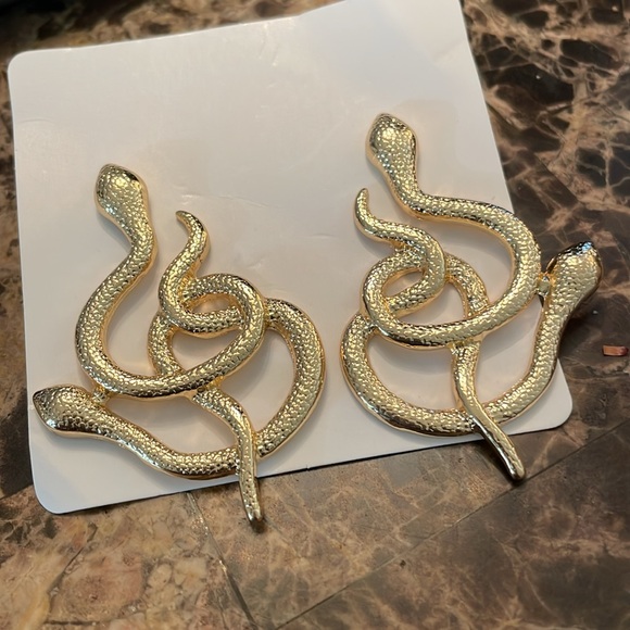 Akira Elegant Gold Swirl Snake Earrings - Picture 8 of 14